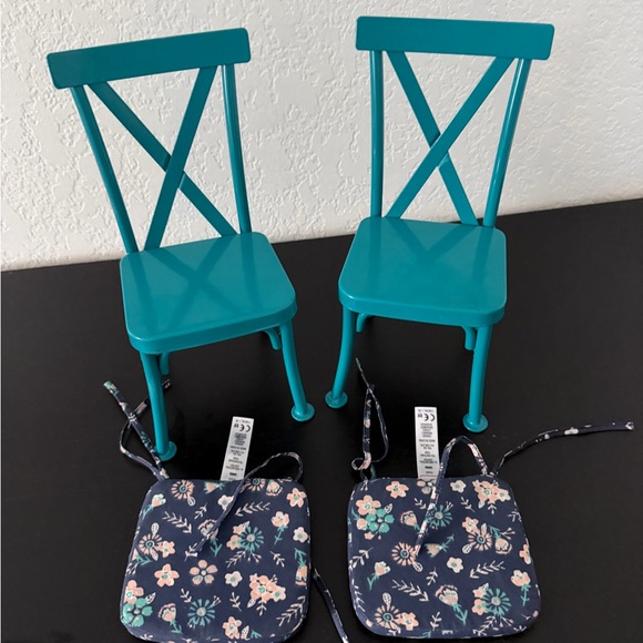 American Girl Teal Chairs with Navy Cushions Retired - Picture 10 of 11